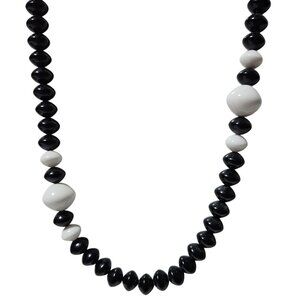 Vintage Elegant Black White Beaded Necklace Retro 50s 60s Fashion Jewelry Women